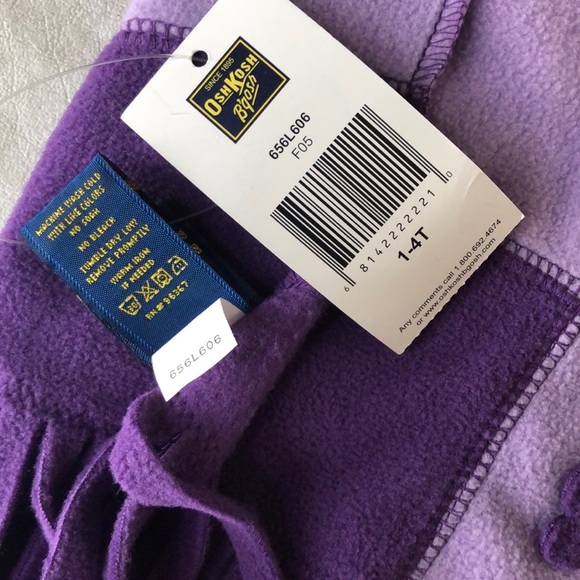 OshKosh B'gosh Girls Purple Fleece Butterfly Winter Scarf Size 1-4T - Picture 5 of 8
